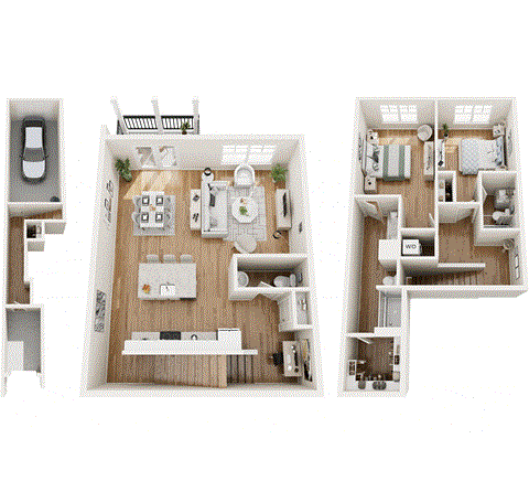 Floor plan for 2 beds, 2.5 baths, 1636 sqft